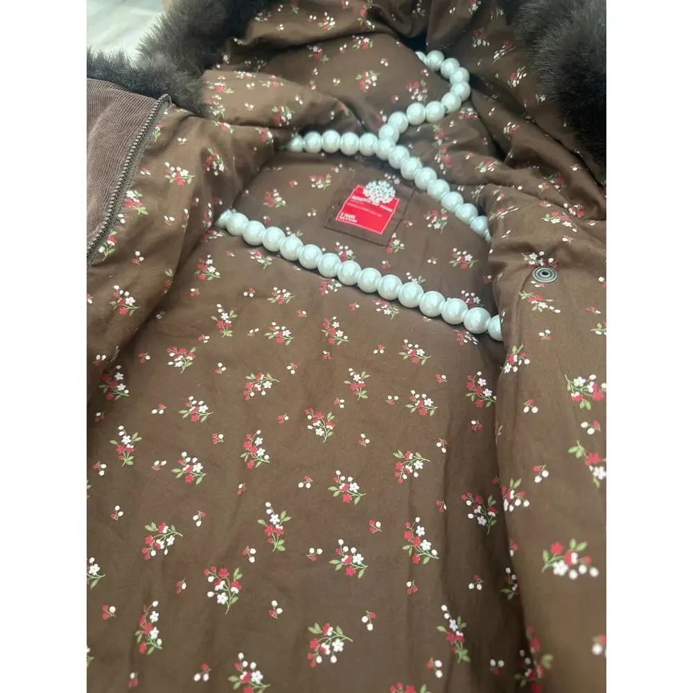Babygap corduroy winter jacket coat fur trim Sz 5T 100% Cotton - Picture 5 of 6